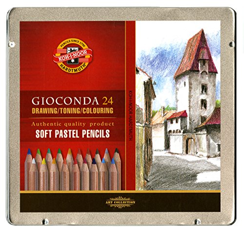 Koh-I-Noor Gioconda Soft Pastel Pencil Set, 24/Each Packed in Tin, Assorted Colored Pencils (FA8828.24) - Thumbnail 2