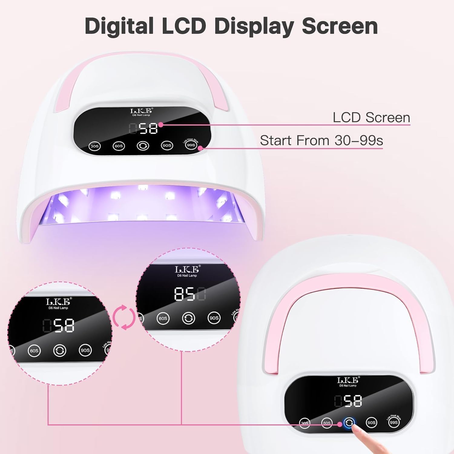 LetGoShop UV LED Nail Lamp, Professional UV Light for Gel Nails with Auto Sensor & 4 Timer Settings, Magnetic Base, LCD Touch Screen, Salon & Home Manicure DIY