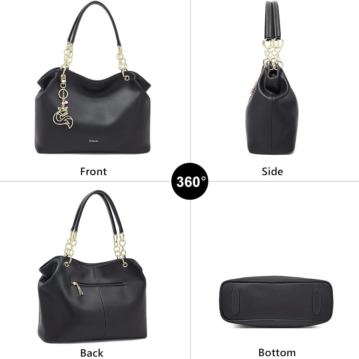 FOXLOVER Leather Purses for Women Handbags Shoulder Bags Hobo Tote