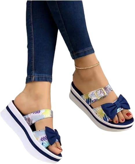 Pantuflas de plataforma para mujer con lazo, suela gruesa elevada, puntera  abierta, zapatos de poliuretano para uso al aire libre : Ropa, Zapatos y  Joyería - Amazon.com