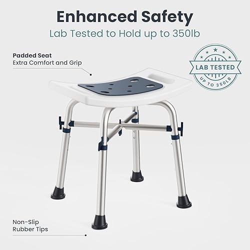 Miniatura 7 de PELEGON Silla de ducha para ducha interior (350 libras), altura ajustable, asiento acolchado, silla de ducha para ancianos y discapacitados, silla
