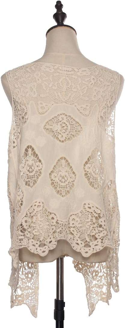 JASTIE Women Open Stitch Cardigan Boho Sleeveless Hippie Summer Hollow Out Solid Crochet Vest - Image 6