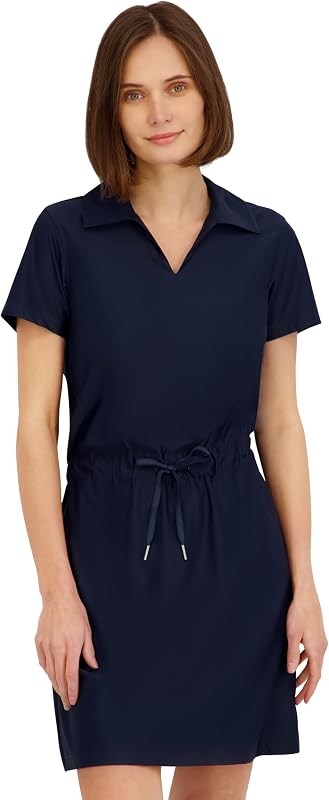 Women's Collared Stretch Short Sleeve Knit Dress