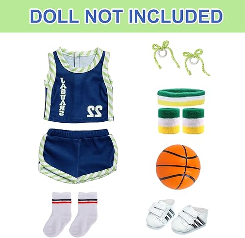 Miniatura 2 de Ropa y accesorios para muñecas de 18 pulgadas – Conjunto deportivo de ropa de baloncesto diseñado para muñecas de 18 pulgadas, incluye ropa de