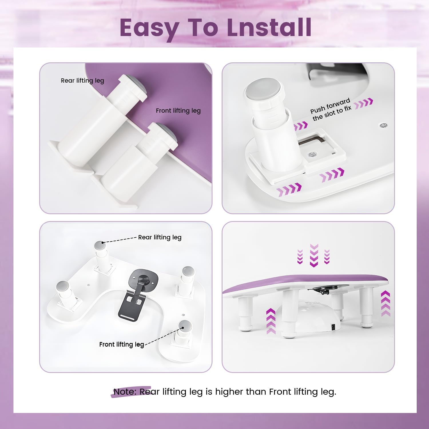 JODSONE Lila U-förmige Maniküre-Armstütze für Nageltechniker mit drehbarer Handyhalterung und verstellbarer Nagelarmstütze Abnehmbare Maniküre-Handstütze für Salon-Design