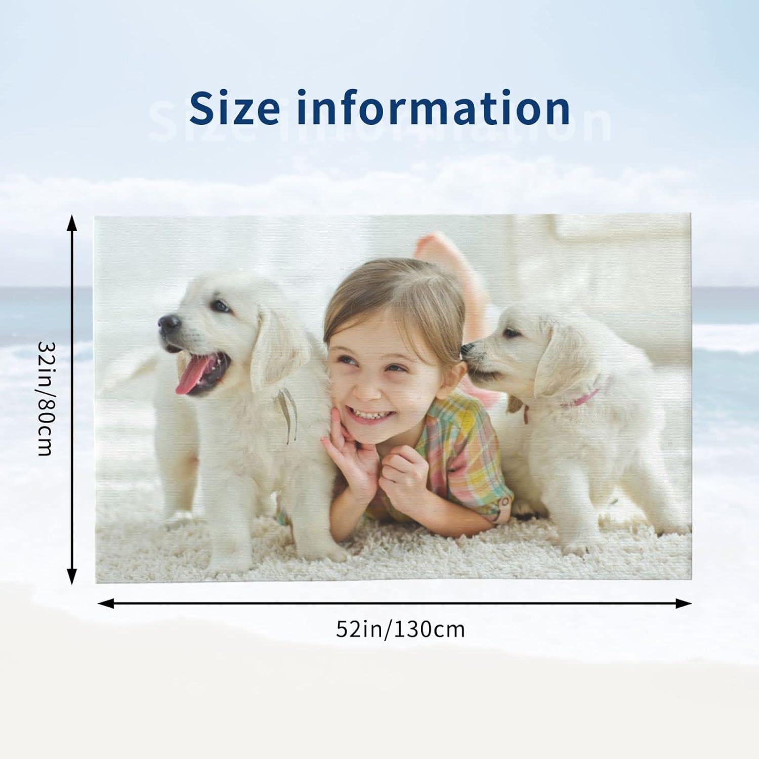 Custom Beach Towel Personalized, Add Your Image/Text/Photo, Microfiber Super Absorbent Bath Towel for Travel Swimming Sports Beach Gym 32x52 Inch