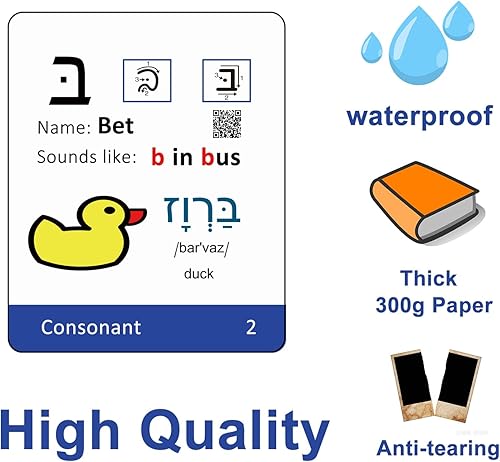 Miniatura 7 de Tarjetas didácticas del silabario del alfabeto bíblico hebreo - Alef Bet Letter Educativo Judío Aprendizaje