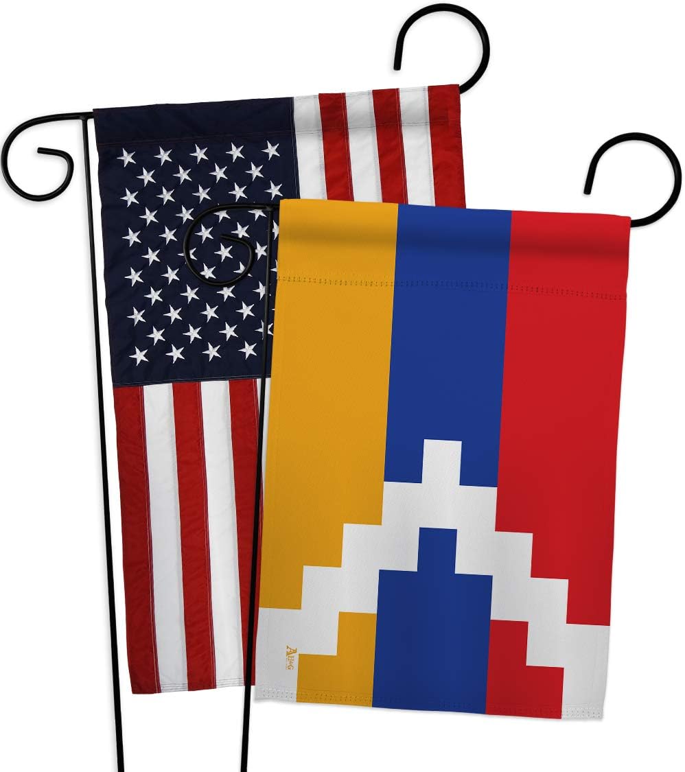 Republic of Artsakh Garden Flags 2pcs Pack Regional Nationality Nation International World Country Particular Area Small Decorative Gift Yard House Banner Made In USA 13 X 18.5