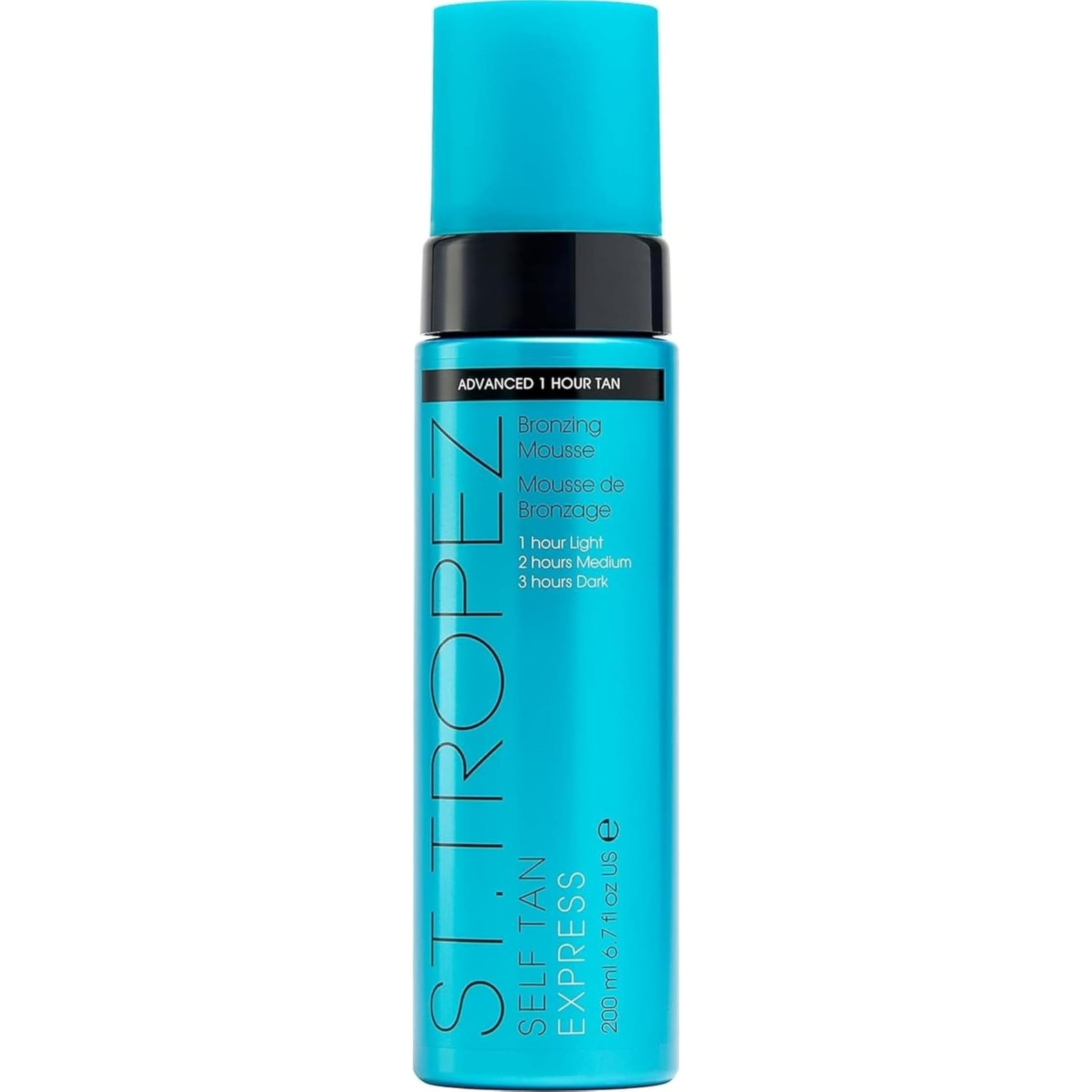 St.Tropez Mousse autoabbronzante Express, ad azione rapida, si sviluppa in 1-3 ore, finitura senza striature, vegana, naturale e cruelty free, 200 ml
