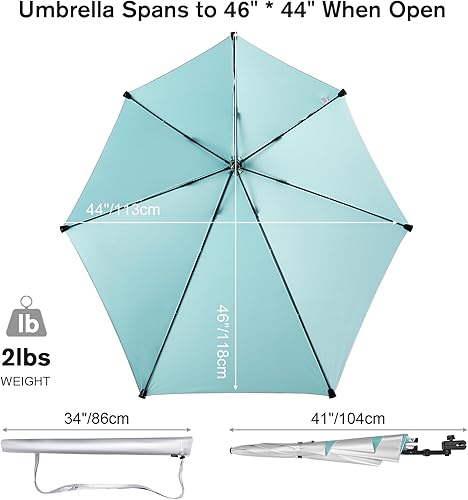 Miniatura 2 de G4Free Sombrilla ajustable UPF 50+ XL con abrazadera universal, protección UV, sombrilla para silla de playa, cochecito, silla de ruedas, carrito de