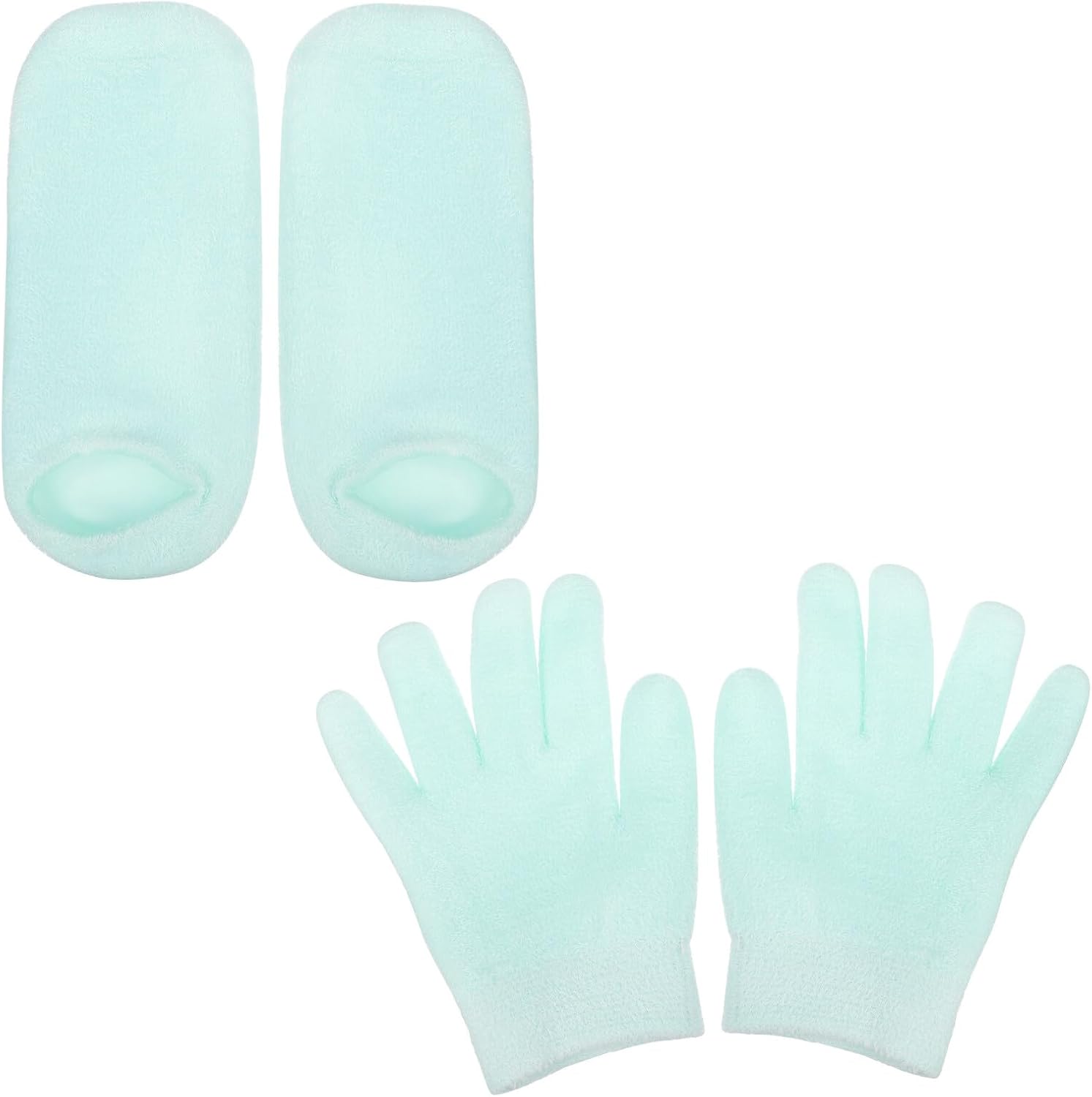 Moisturizing Gel Gloves and Socks 4pcs for Dry Cracked Hands and Feet, Knitted Set Essential Oil, Hand and Foot Care for Women