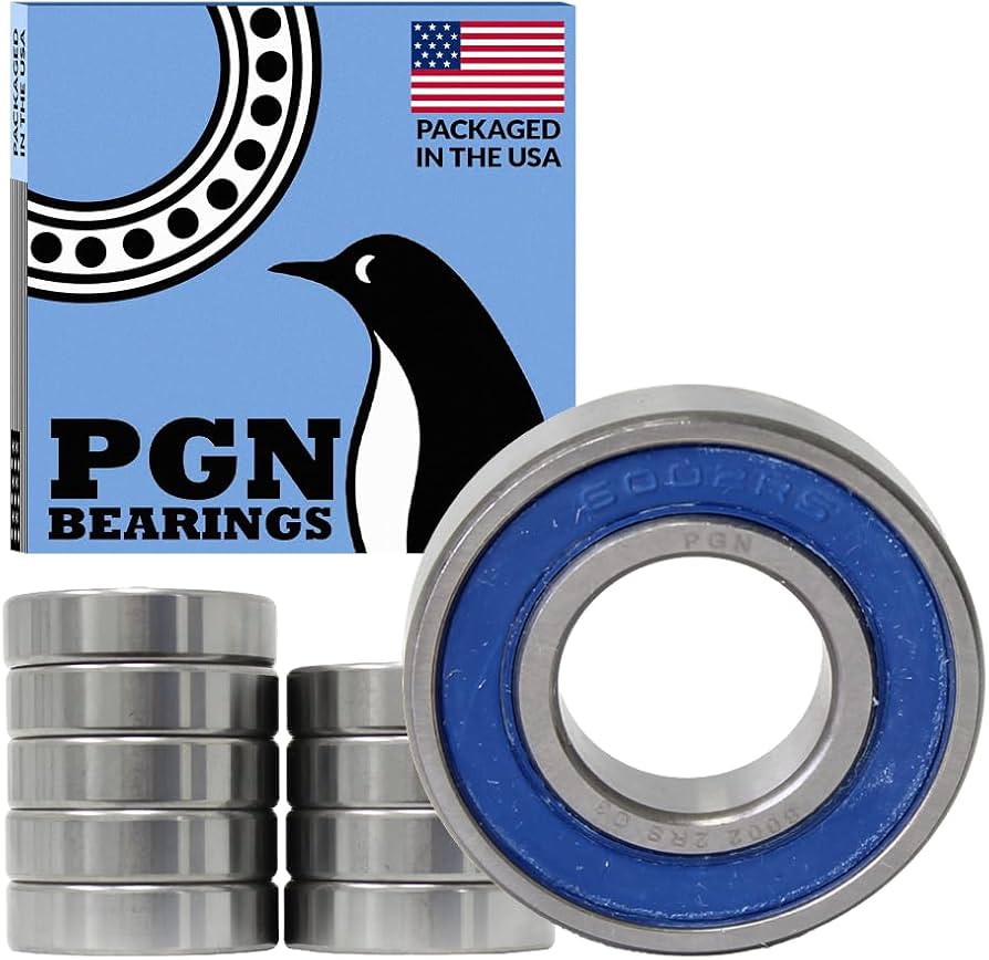 PGN (10 Pack) 6002-2RS Bearing - Lubricated Chrome Steel Sealed