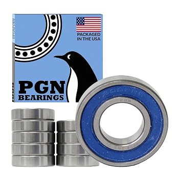 PGN 10 Pack 6002-2RS Bearing - Lubricated Chrome Steel Sealed Ball Bearing - 15x32x9mm Bearings with Rubber Seal & High RPM Support