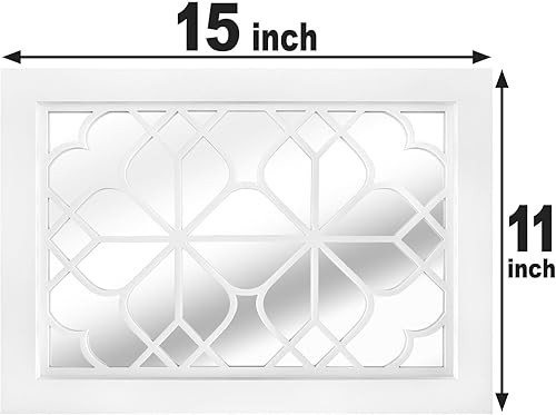 Miniatura 3 de Wocred Juego de 2 espejos rectangulares de pared, hermoso espejo rústico de estilo rústico, espejo de entrada de color blanco para renovación de