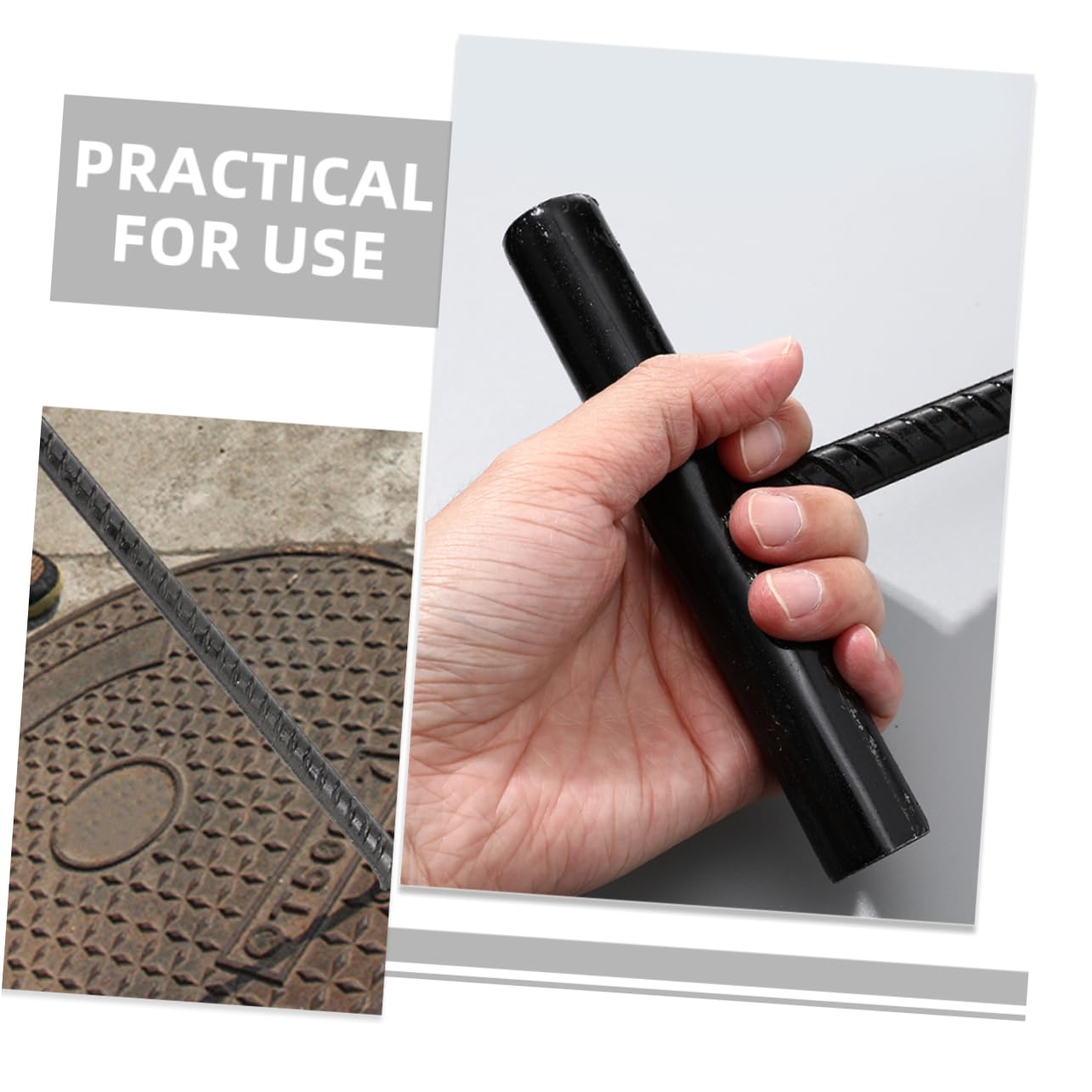 KICHOUSE 2pcs Manhole Cover Hook Hand Hook Manhole Lifter Heavy Duty Hook Lifting Tool T Post Puller Hook Tool Pick Tool Utility Hook Manhole Lid Puller Hand Tool Manhole Lifting Hooks