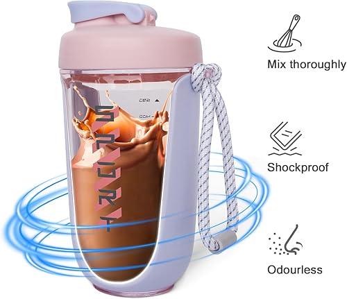 Miniatura 4 de Vasos agitadores para batidos de proteínas, botella mezcladora de proteínas de 20 onzas, a prueba de fugas, la coctelera perfecta para el gimnasio,