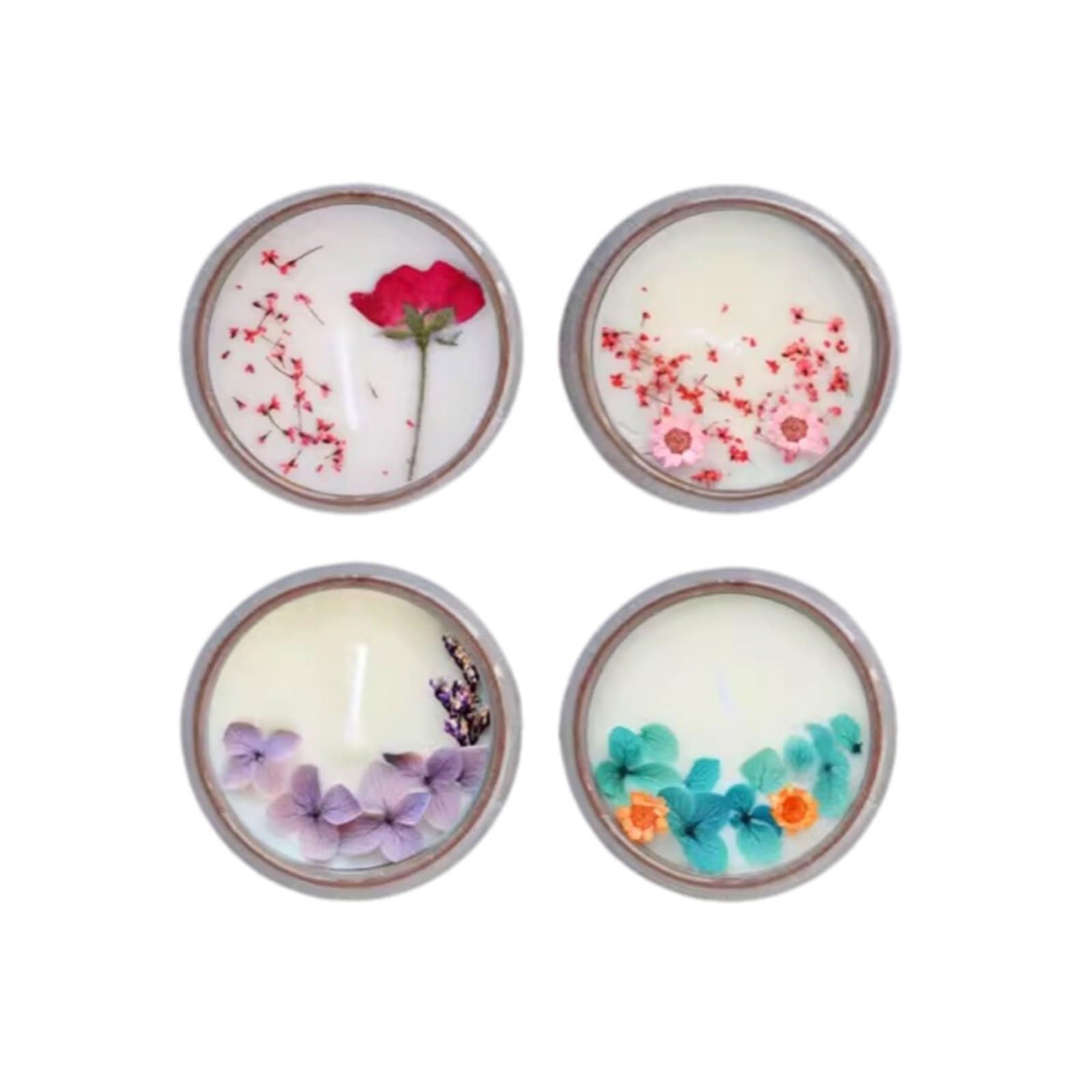 Exquisito 4 velas de cerámica hechas con ghee vegetal natural y vela perfumada reutilizable redonda con mecha de algodón meloso
