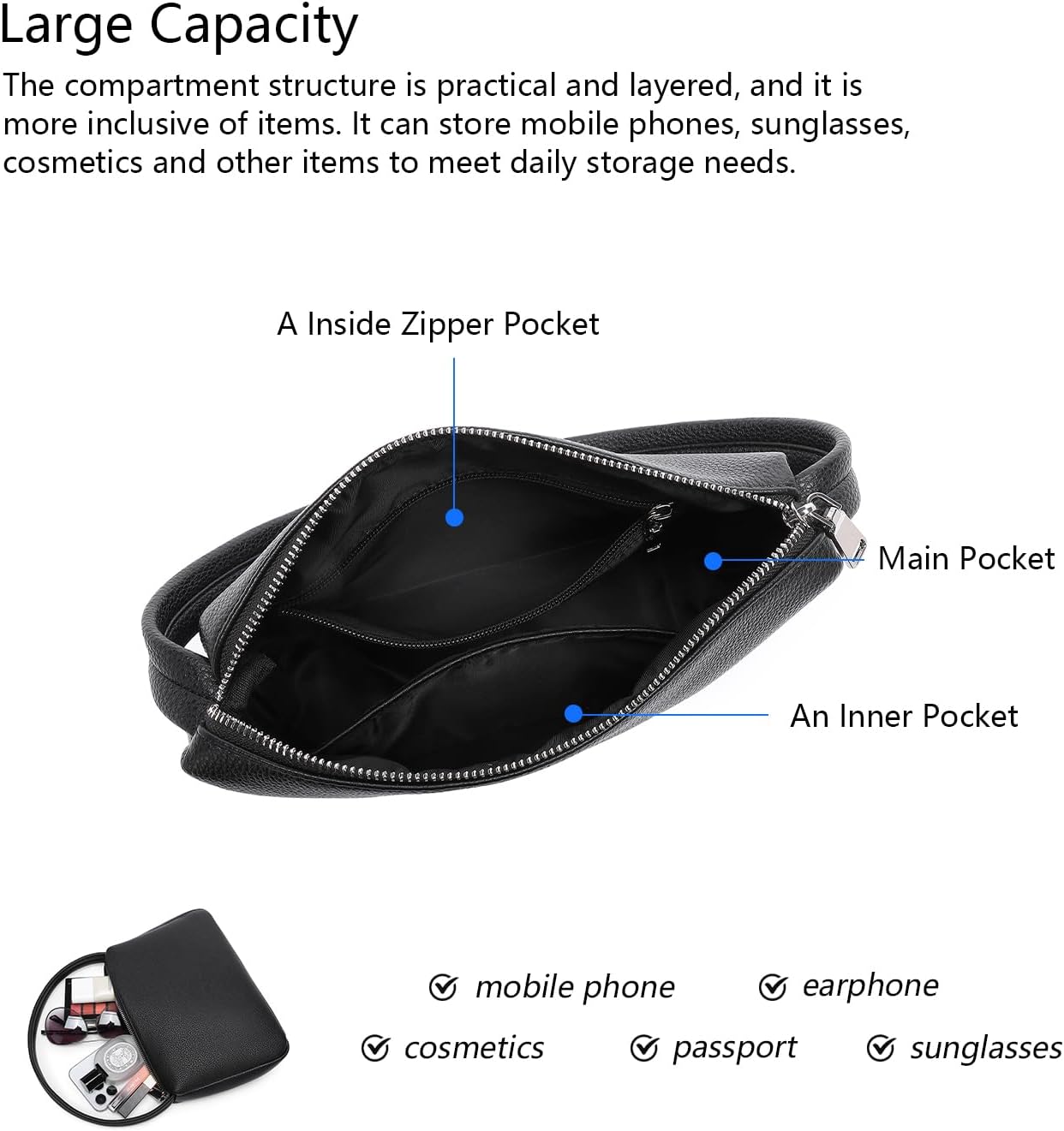 Shoulder Bag for Women Versatile Black with Zipper Closure Simple and Elegant Design - Image 4