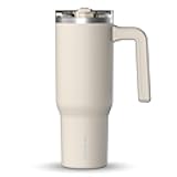 Voyager 32 oz Tumbler with Handle and Straw Lid | Reusable Stainless Steel Water Bottle Travel Mug Cupholder Friendly | Insulated Cup (Stone)