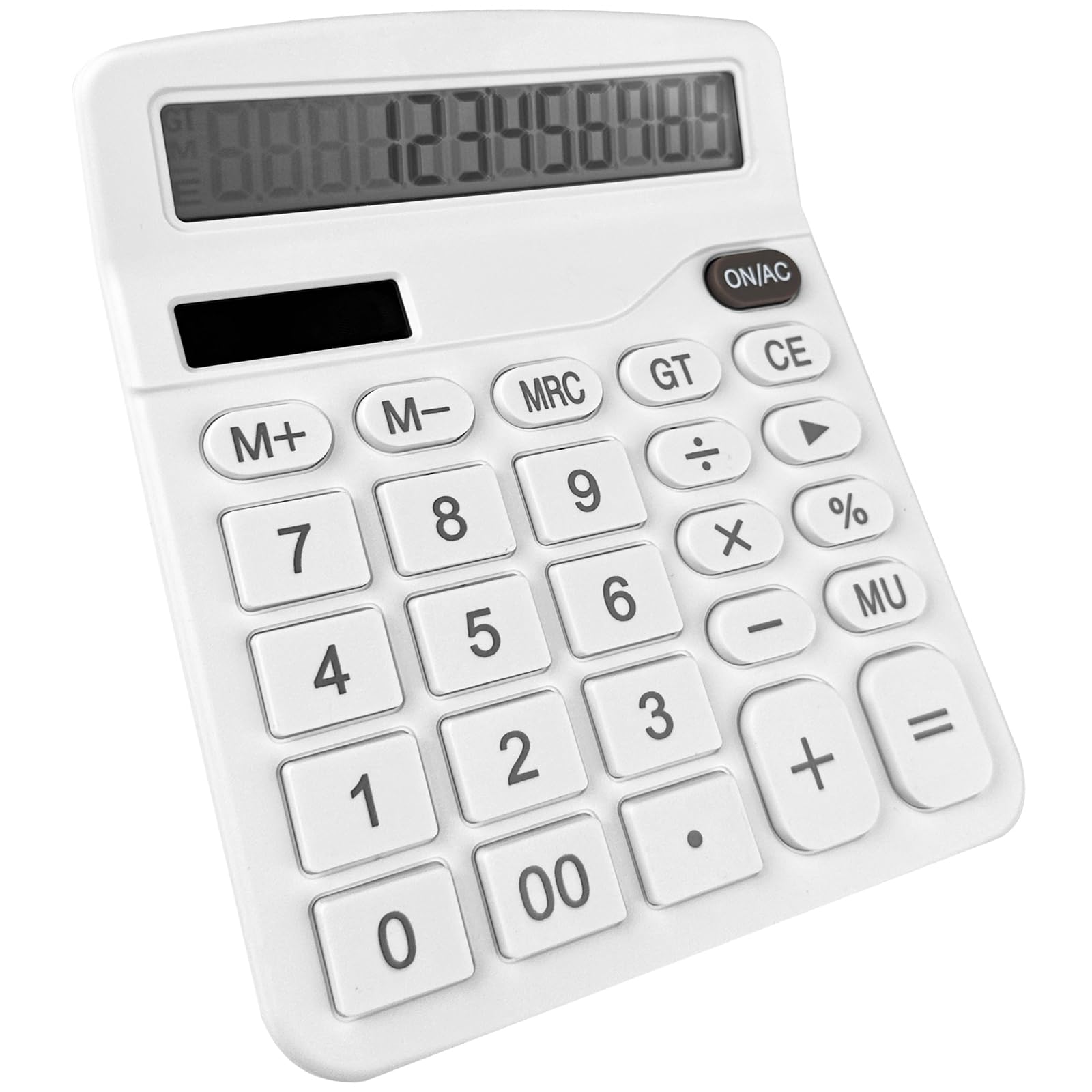 Calcolatrice Da Tavolo Gvolatee - Display LCD 12 Cifre, Alimentazione Solare E Batteria, Tasti Grandi, Rosa