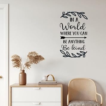 in A World Where You Can Be Anything Be Kind Vinyl Wall Art Decal, Motivational Quote Sticker Positive Wall Stickers Quotes Saying Wall Art for Home Office School Restaurant Wall Art Decor 35 Inch