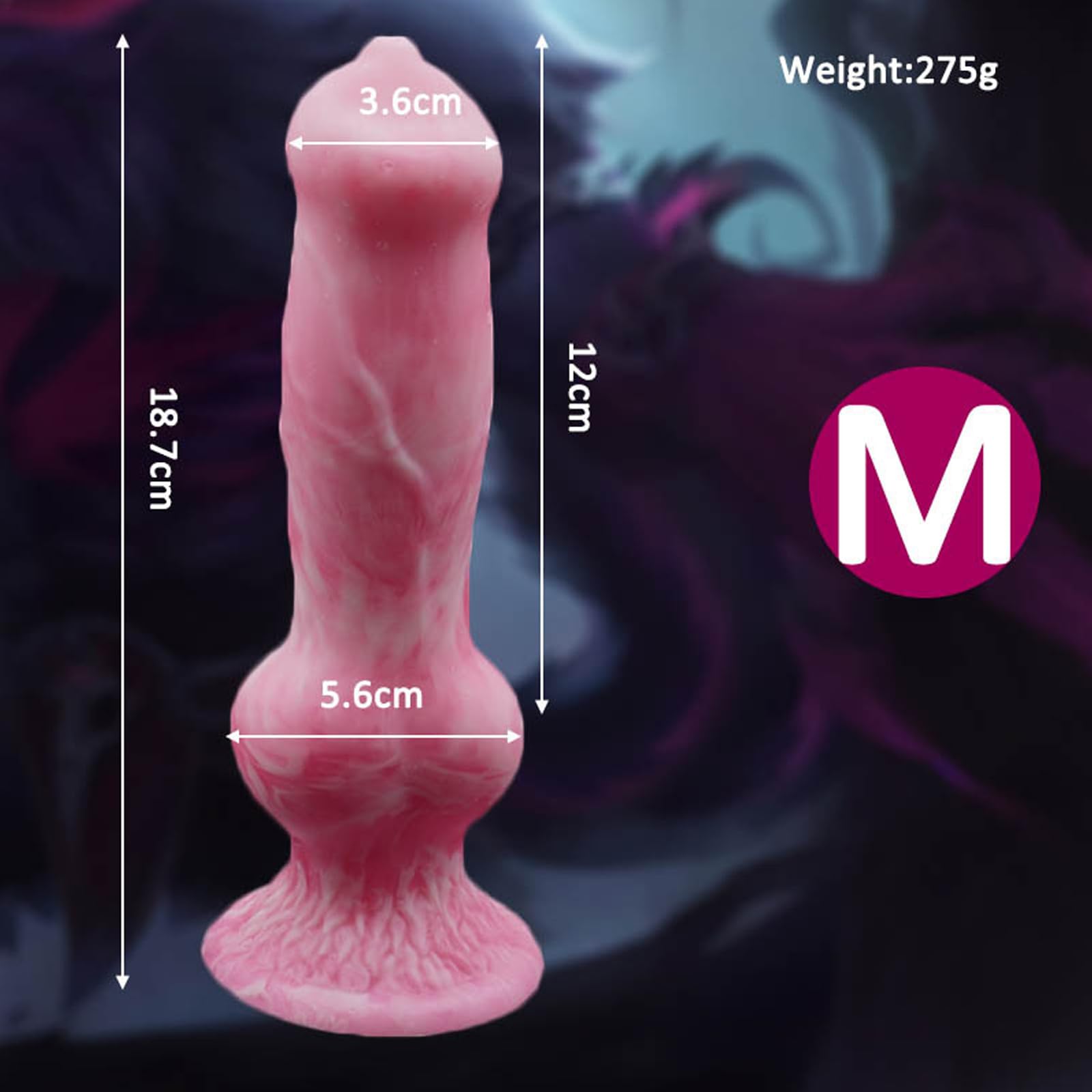 AMAZBEE Consolador de silicona con nudo canino y ventosa Realistic Wolf Dog Cock for Stretching Anal Play Large Textured Monster Animal Dildo for Women Men (M)