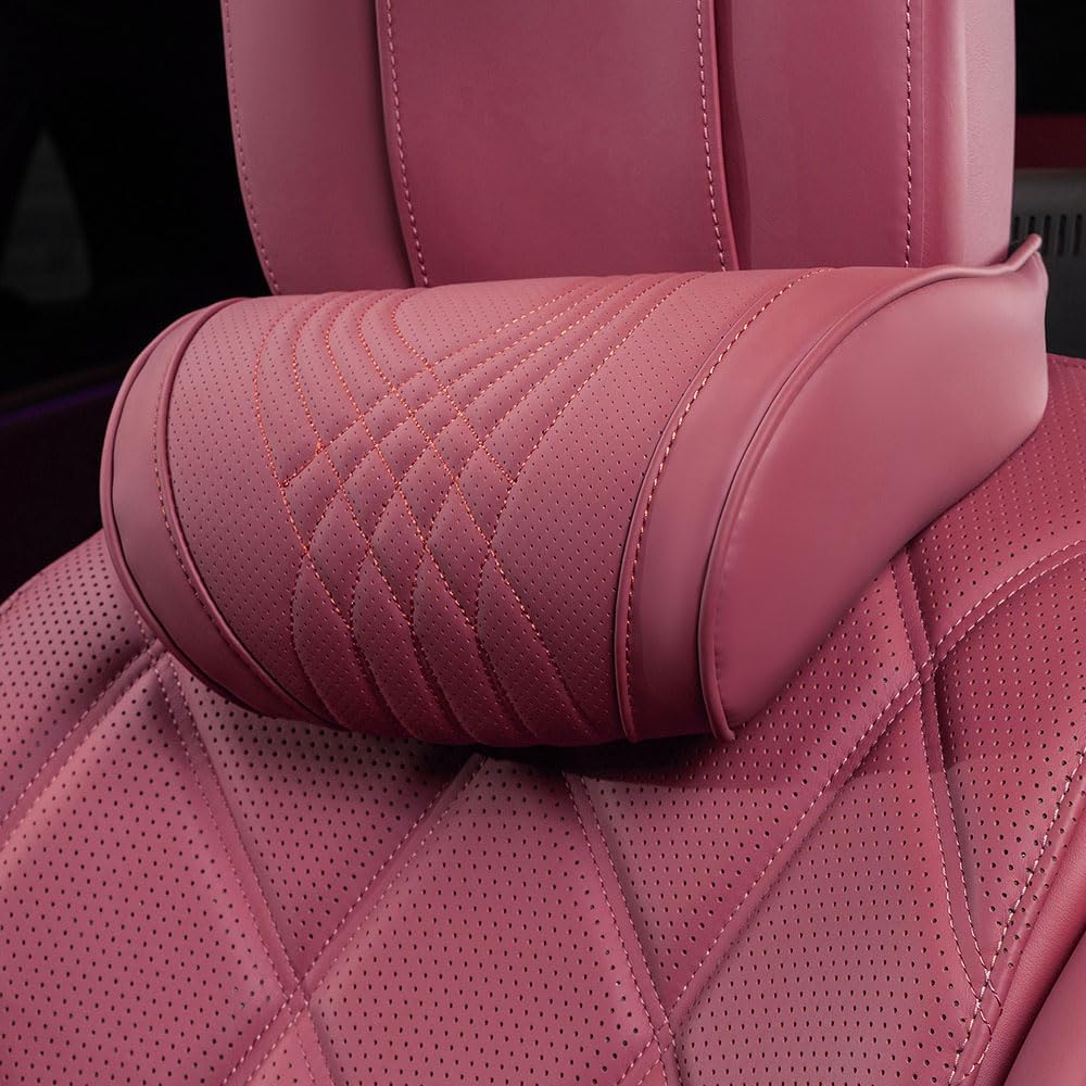 - Car Headrest Memory Foam Neck Pillow for Driving with Leather Cover Soft Comfortable Seat Head Pillow Cushion for Most Cars SUV Sedan Home Office Red (1PC)