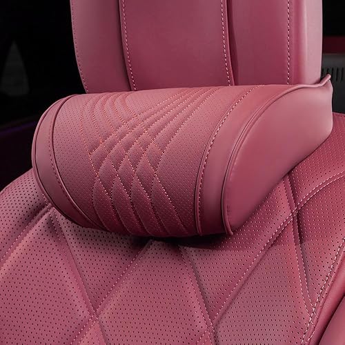Car Headrest Memory Foam Neck Pillow for Driving with Leather