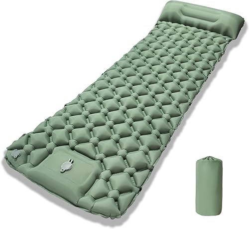 Miniatura 8 de MEI&CO Colchoneta inflable ultraligera con almohada integrada y bomba de pie, para camping, senderismo y mochilero, almohadilla individual con