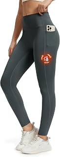 Fleece Lined Leggings Women Thermal Yoga Pants with Pockets for Women Butt Lifting Workout Hiking Outfits Fall Winter
