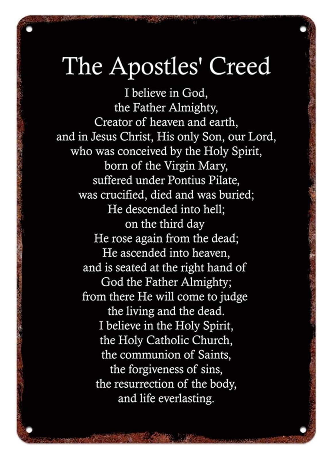 MQXFCZUX Vintage The Apostles Creed Metal Tin Sign for Entryway Hallway Mudroom Wall Decor Traditional Christian Prayer Phrase Plaque Suitable Indoor Outdoor 8 X 12 inch