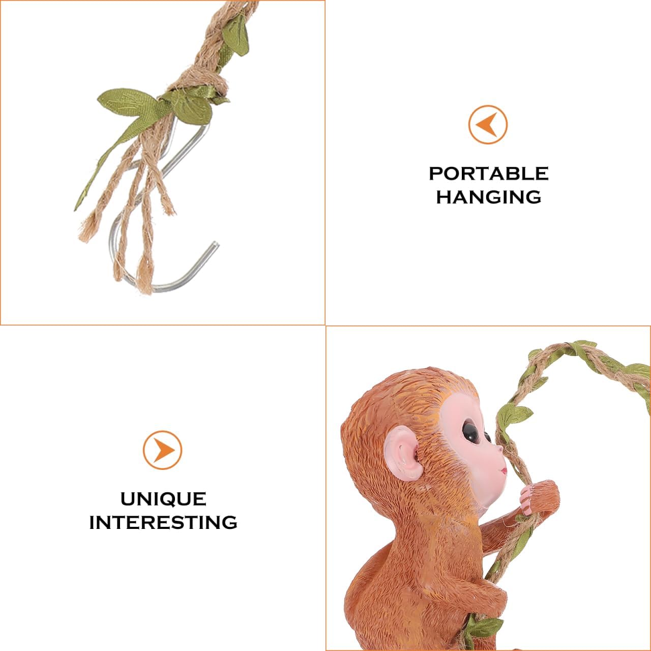 Generic Hanging Monkey Outdoor Decoration Lightweight Resin Tree Statue 5.90X2.75X2.75In Charming Patio Courtyard Ornament image 3