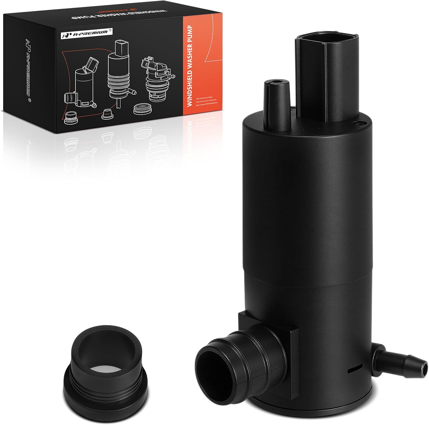 A-Premium Windshield Washer Pump Compatible with Ford F-150, F-250 Super Duty, F-650, F-750, Fusion & Jeep Grand Cherokee & Dodge Ram & Lincoln & Chrysler & Mercury & Plymouth & SRT