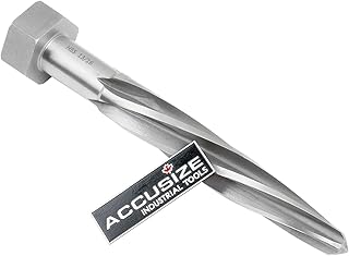 Accusize Industrial Tools 13/16 inch by 5 inch Flute Length Hex Shank H.S.S. Aligning Reamer, 7 inch Overall Length, Spiral Flute, 0523-6035