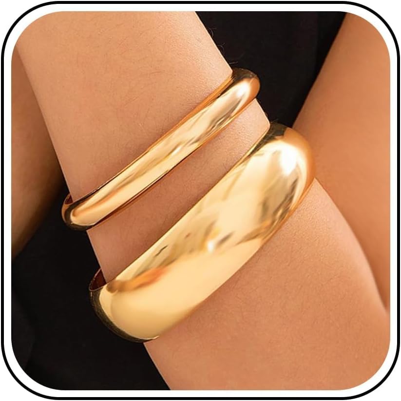 Gold Bangles for Women Bangle Bracelets Chunky Bangles Bracelets Non Tarnish Gold/Silver Bracelet for Women Trendy Jewelry Gifts