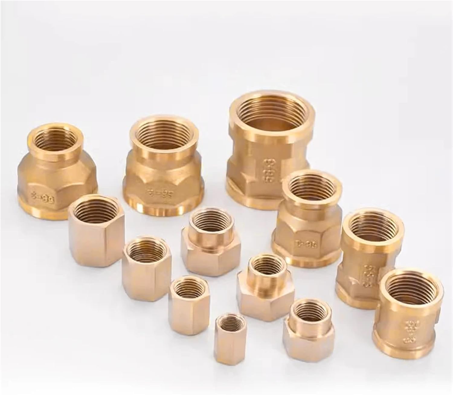 10Pcs 1/8" 1/4" 3/8" 1/2" 3/4" British Standard Pipe Thread Female Thread Brass Pipe Fittings Hex Nut Rod Connector Coupling(01-01,10 pcs)