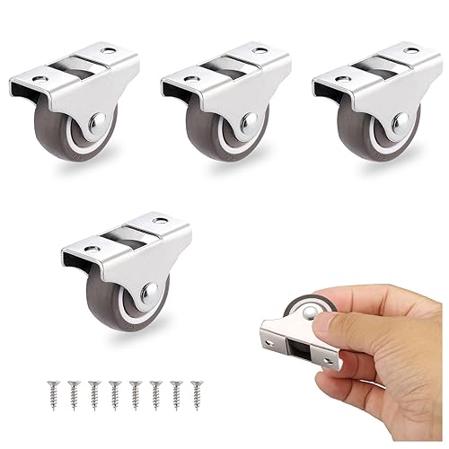 4 mini ruedas rígidas de 1 pulgada, ruedas de goma de perfil bajo con placa superior de acero, ruedas pequeñas para muebles, cajones de disponible en Yaxa Colombia