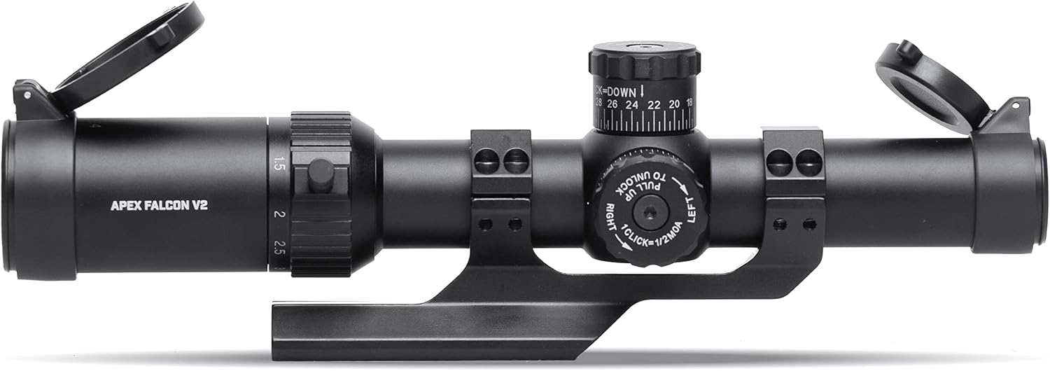 Tacticon APEX Falcon V2 1-4x24mm LPVO Scope with Cantilever Mount | Combat Veteran Owned Company | Lower Power Variable Optic with Illuminated Red Mil-Dot Reticle