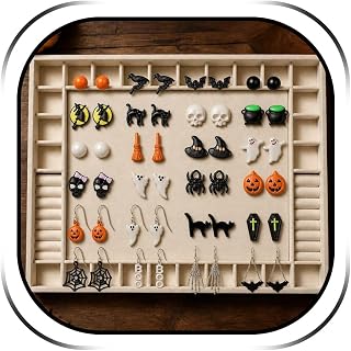 Halloween Earrings Set for Women Bat Cat Witch Pumpkin Ghost Spider Web Skull Earrings Spooky Jewelry Halloween Costume Accessories, Party Favors