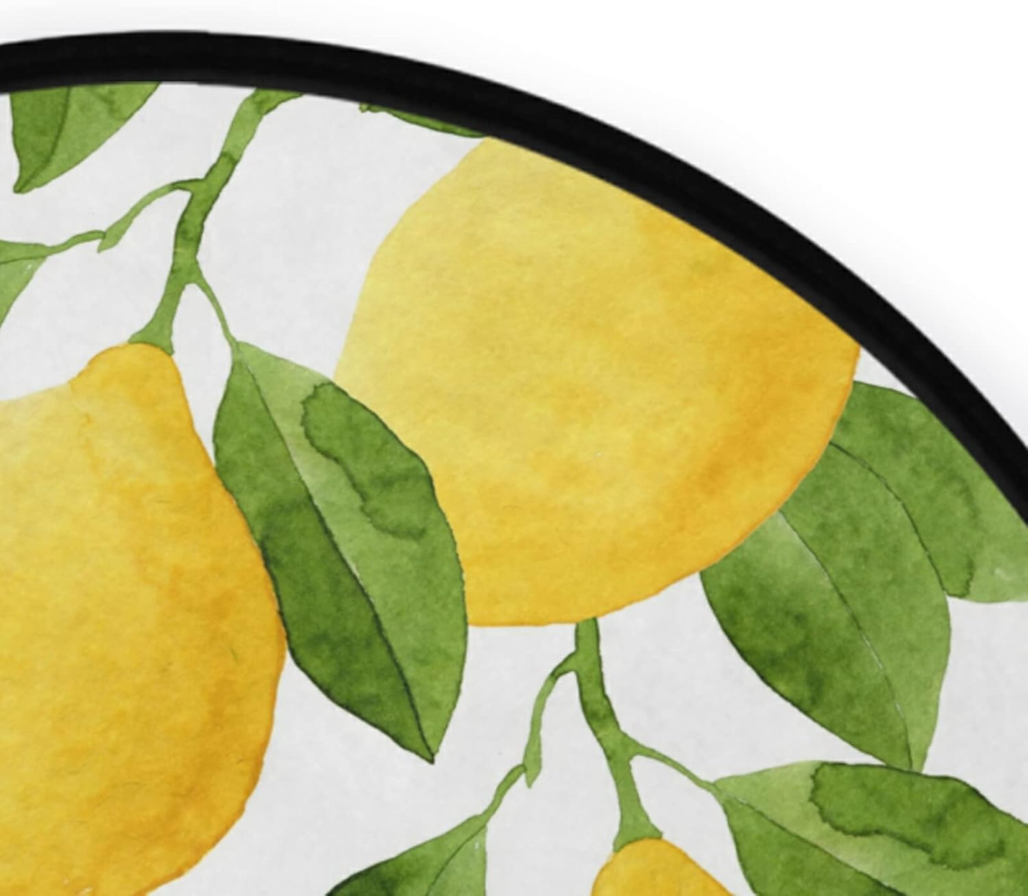 Wfrish Tropical Lemon Leaves Doormat Lemon Yellow Round Floor Mat Non Slip Carpet Yoga Mat Rugs for Entryway Living Room Bedroom Home Decor 3'