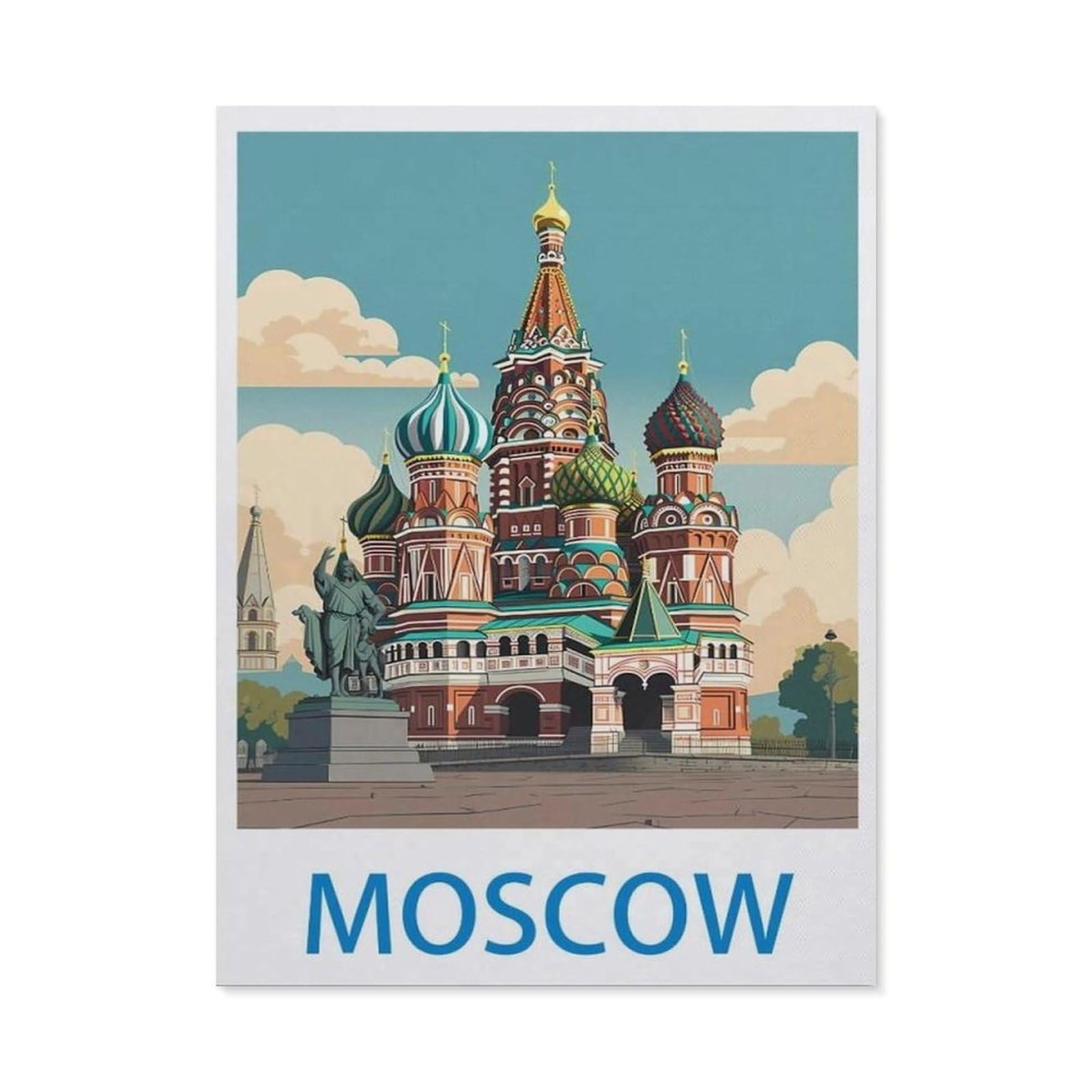 Paint by Numbers，Moscow ,DIY Paint by Numbers Kits for Adults Kids,Canvas Oil Painting with Brushes and Acrylic Pigment Paint by Numbers Arts Craft for Home Wall Decor(30x40cm) 11.8x15.7 inches-DF27