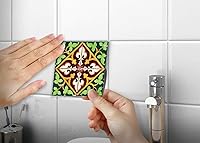 Vista 7 de Adhesivos para azulejos, 24 piezas, auténticos azulejos tradicionales de Talavera, calcomanías para azulejos de baño y cocina, fáciles de aplicar