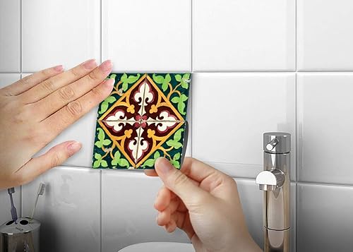 Miniatura 7 de Adhesivos para azulejos, 24 piezas, auténticos azulejos tradicionales de Talavera, calcomanías para azulejos de baño y cocina, fáciles de aplicar,