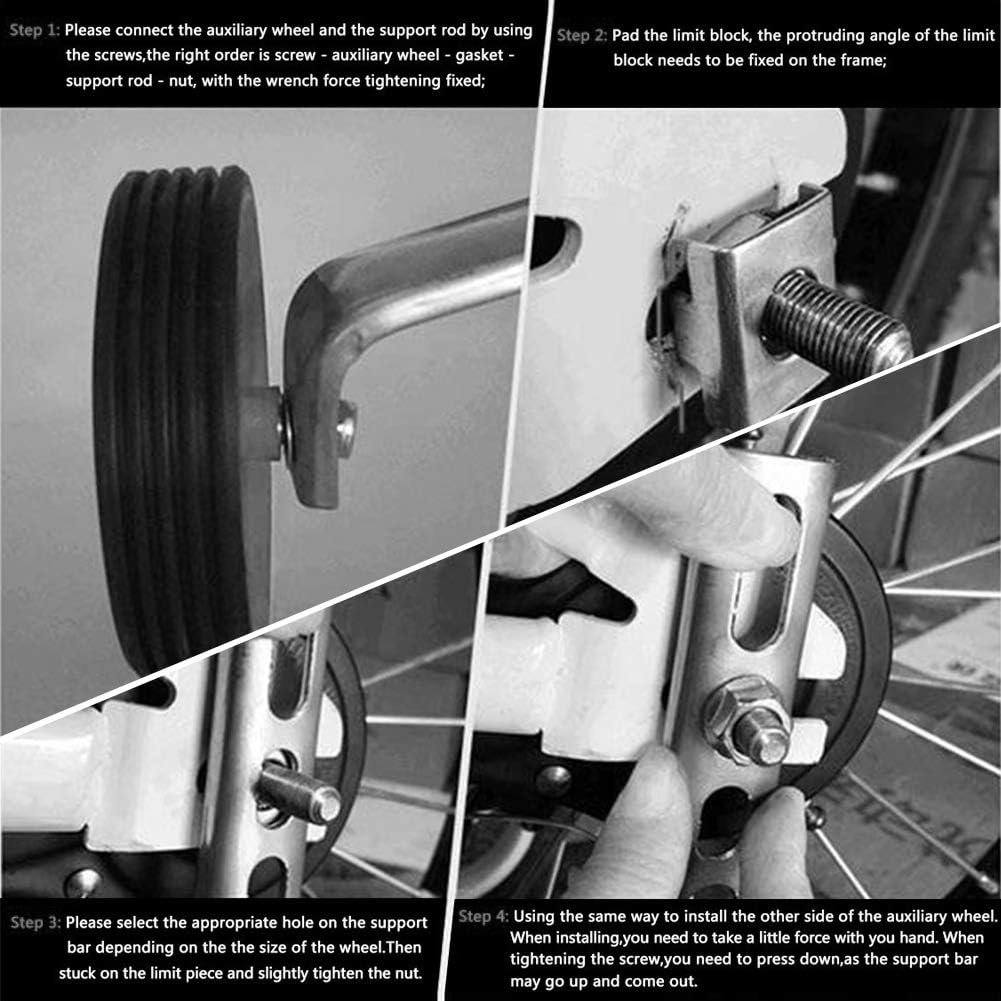 Training Side Wheels, Durable Design, Adjustable Training Wheels, Quick Installation for Children’s Bike, Beginner Riders