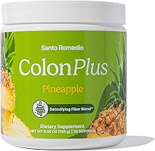 Santo Remedio Colon Plus, Colon Cleanser, Dietary Psyllium Husk Fiber and Probiotics Supplement, 30 Servings, Pineapple Flavor