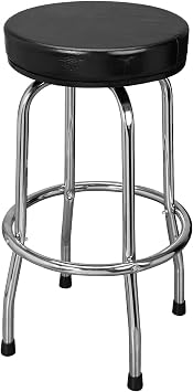 Big RED ATRP6185B-2 Swivel Bar Stool Padded Garage/Shop Seat with Chrome Plated Legs, Black