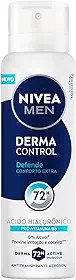 NIVEA MEN Desodorante Antitranspirante Aerossol Derma Control Defende 150ml, Proteção 72h, Previne Irritações, Ácido Hialurônico, Conforto Extra