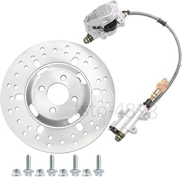Go Kart Hydraulic Rear Disc Brake Caliper System, Go Kart Brake Kit for 110cc 125cc 150cc 200cc Drift Trikes Quad ATV Go Kart, Go Kart Foot Brakes, Includes Brake Rotors, 650mm Tube