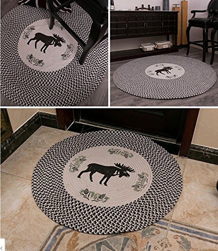 Alfombra beige redonda de algodón MU para salón y dormitorio moderno 6