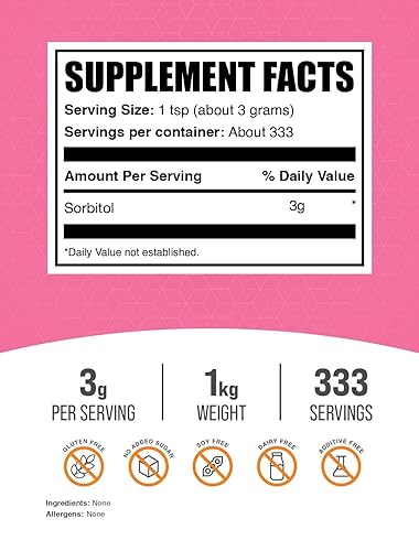 Miniatura 2 de BulkSupplements. com Sorbitol Powder - Sustitutos del azúcar Keto - Sustituto del azúcar para hornear - Edulcorantes artificiales - Bajo en calorías
